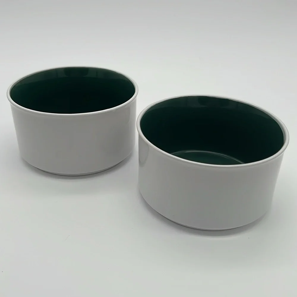 Graydon Hall Cozy Ceramic Soup Bowls with Handles Dark Green & White (Set of 2)